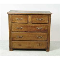 FRENCH PROVINCIAL CARVED WALNUT CHEST OF DRAWERS.