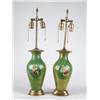 Image 1 : PAIR OF INTERESTING FLORAL DECORATED VASE LAMPS.