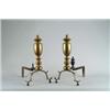 Image 1 : PAIR OF STYLIZED URN FORM BRASS ANDIRONS.