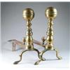 Image 1 : PAIR OF BALL TOP BRASS ANDIRONS.