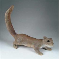 CARVED AND PAINTED GRAY SQUIRREL.  