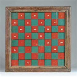 PAINTED RED AND GREEN GAME BOARD.