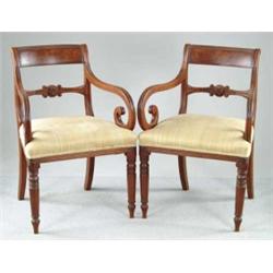 PAIR OF MAHOGANY SHERATON ARMCHAIRS.