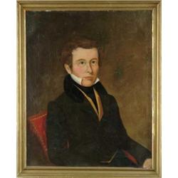 UNSIGNED (American, 19th Century) PORTRAIT OF A SEATED GENTLEMAN.