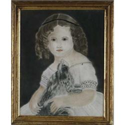 MISS MYRA PAINE (American, 19th Century) GIRL WITH CAT.