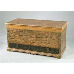 ONE DRAWER PAINT DECORATED ANTIQUE BLANKET CHEST.