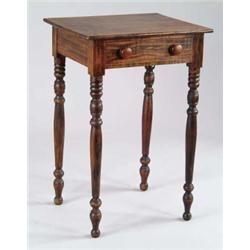 MAINE SHERATON GRAIN PAINTED MAPLE ONE DRAWER STAND.