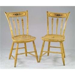 PAIR OF PAINTED ARROWBACK WINDSOR SIDE CHAIRS.