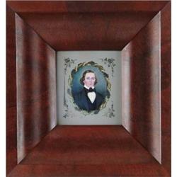 R. BARTON (American, 19th Century) MINIATURE PORTRAIT OF EBEN D. WHITECOMB.