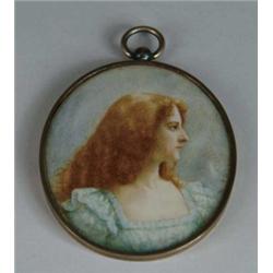 SIGNED (19th/20th Century) MINIATURE ON IVORY OF YOUNG WOMAN.