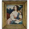Image 1 : UNSIGNED (19th Century) MINIATURE OF WOMAN WITH BOOK.
