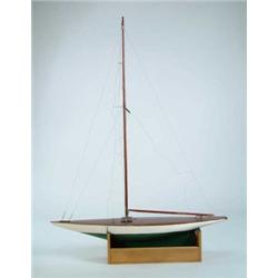 LARGE PAINTED WOOD POND YACHT.
