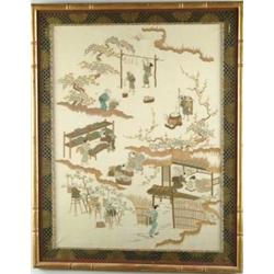 ORIENTAL FRAMED SILK PICTURE.