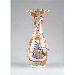 ANTIQUE ORIENTAL RUFFLE TOP VASE.