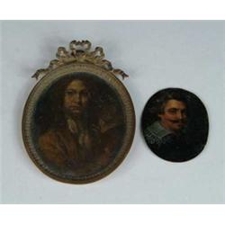 UNSIGNED (European, 19th Century) TWO OLD MASTER MINIATURE PORTRAITS ON COPPER.