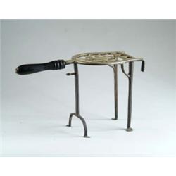 TALL ENGLISH BRASS FIREPLACE TRIVET.