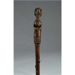 FOLK ART CARVED WOOD CANE.