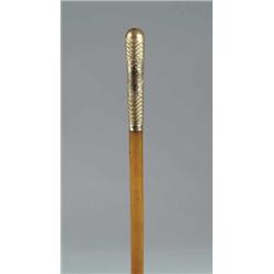 INTERESTING HORN AND GOLD HANDLED CANE.