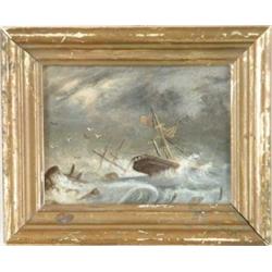 ATTRIBUTED TO WILLIAM T. RUSSELL SMITH (American, 1812-1896) TWO SIDED SHIPWRECK AND MOUNTAIN LANDSC