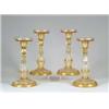 Image 1 : SET OF FOUR BOHEMIAN AMBER AND CLEAR CUT CANDLESTICKS.