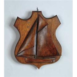 WOOD CARVED SAILBOAT WALL PLAQUE.