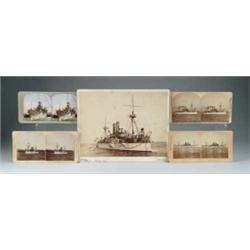 FIVE PHOTOGRAPHS OF THE U.S.S. MAINE. 