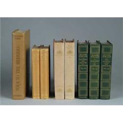 EIGHT ASSORTED BOOKS INCLUDING MARK TWAIN, HAWTHORNE AND BOSWELL.