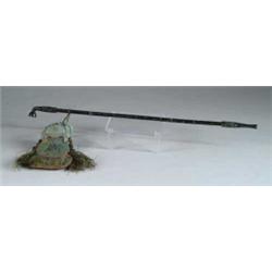 ORIENTAL CHAMPLEVE DECORATED OPIUM PIPE.