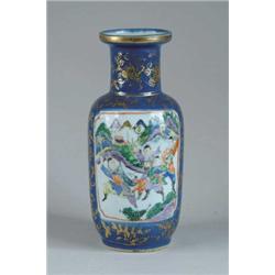 ORIENTAL VASE WITH WARRIOR SCENES.