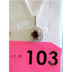 Sterling Silver Diamond & Garnet Necklace