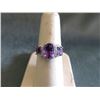 Image 1 : Sterling Silver Amethyst & Diamond Ring