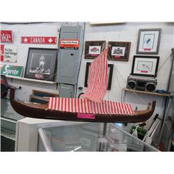 Wood Boat Model with Cloth Sails