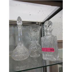 2 Crystal Decanters & Vase