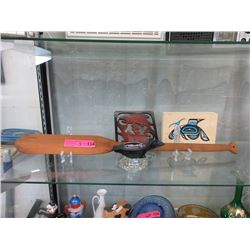 Signed 29" Cedar Oar, First Nations Ashtray & More