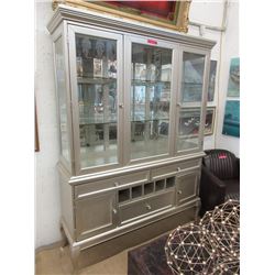 New Pewter Coloured Interior Lit China Cabinet