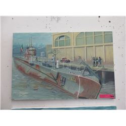 2003 John Meeks Painting of Submarine Alagi