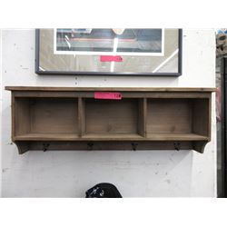 LH Wood Shelf with Coat Hooks
