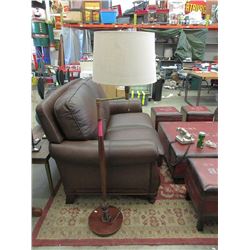 Vintage Wood & Brass Floor Lamp
