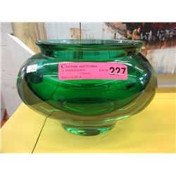 Heavy Green Art Glass Vase