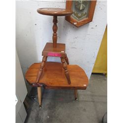 Burl Accent Table & Maple Plant Stand