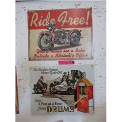 2 New Tin Signs With Vintage Images