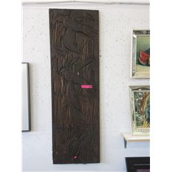 Large Carved Wood Wall Panel - Duck Design