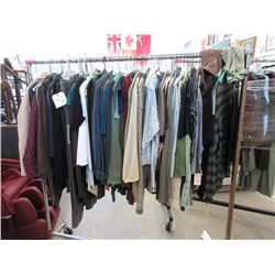 Rack of Assorted Shirts and Sweaters