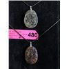 Image 1 : 2 Carved Brown Jade Pendants - 2 Inches