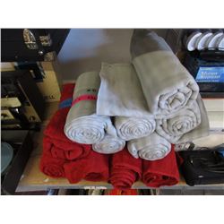 6 New Fleece Throw Blankets & 5 Red Towels