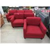 Image 1 : New 3 Piece Red Fabric Upholstered Sofa Set