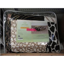 New Queen Size Animal Block Print Sherpa Blanket