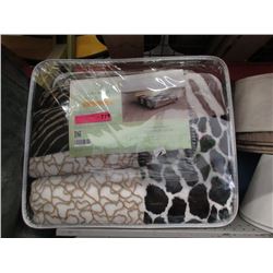 New Queen Size Animal Block Print Sherpa Blanket