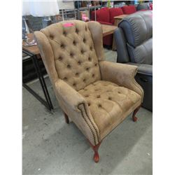 New Button Tufted Microfiber Wing Chair