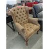 Image 1 : New Button Tufted Microfiber Wing Chair